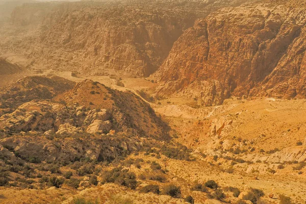 Ваді Дана Заповідника Типовий Ландшафт Ваді Дана Національний Парк Йорданія — стокове фото