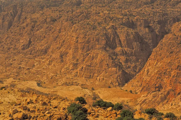 Dana Rezerwatu Wadi Typowy Krajobraz Park Narodowy Wadi Dana Jordania — Zdjęcie stockowe