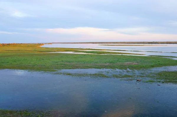 Beautiful Spring Background Spring Floodplain River Ili River Wetlands Kazakhstan — Stock Photo, Image