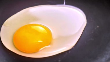 Pan, saf organik gıda, ev yapımı kızartma yakın çekim sarı yumurta.