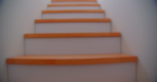 Gros plan pousse d'escalier dans l'appartement confortable avec intérieur moderne étant dirigé à l'étage 
