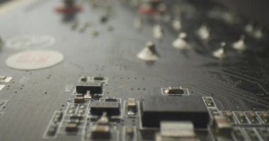 Mikroçip donanım teknolojisi closeup hareket çekimi