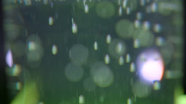 Gros plan pousse de belles bulles de lumières vert vif et fond bokeh — Video