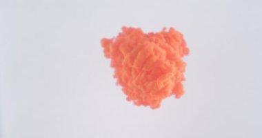 Kırmızı suluboya mürekkebi sıçramave beyaz izole arka plan ile bir sıvı bırakarak Closeup makro ateş