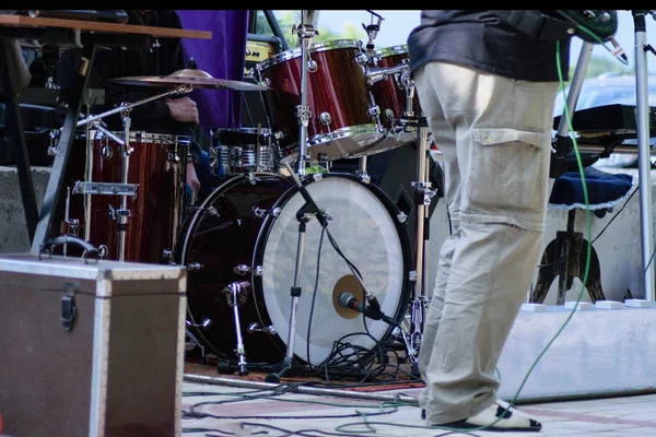 Concert Muziekdrums Instrumenten Het Podium — Stockfoto