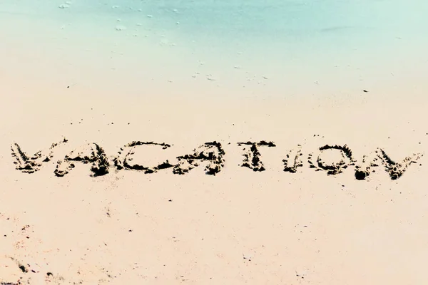 Vacances Écrites Sur Une Plage Sable — Photo