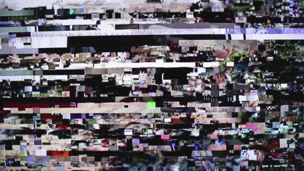 Glitch Vervorming Van Een Digitale Televisie — Stockvideo