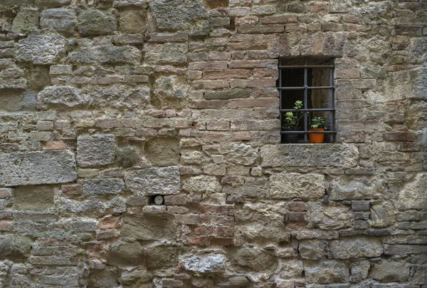 Old Window Stone Wall — 图库照片