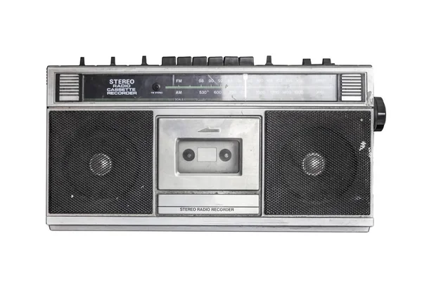 Retro Radio Cassette Geïsoleerd Witte Achtergrond — Stockfoto