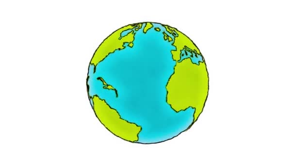 Cartoon Planet Earth Spinning — Stockvideo