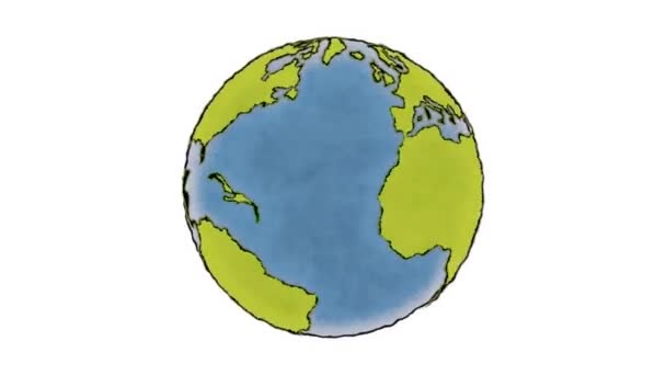 Мультфильм Вращении Планеты Земля — стоковое видео