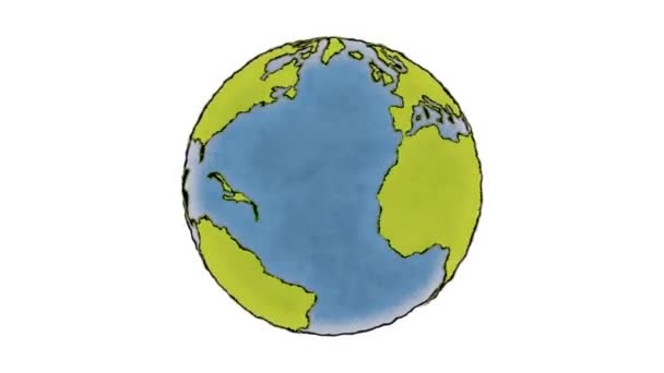 Cartoon Planet Earth Spinning — Stockvideo