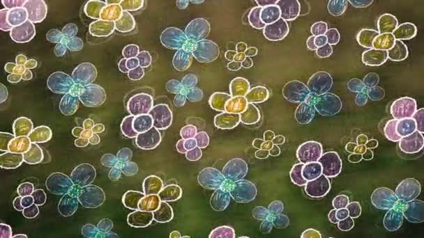 Κινούμενα Φόντο Λουλούδια Γίνεται Χρωματιστά Μολύβια — Αρχείο Βίντεο