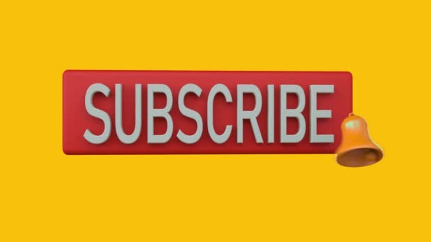 Animace Loopable Subscribe Button Animated Notification Bell Yellow Background — Stock video