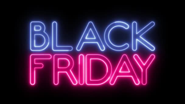 Looped Geanimeerde Black Friday Tekst Met Neon Effect — Stockvideo