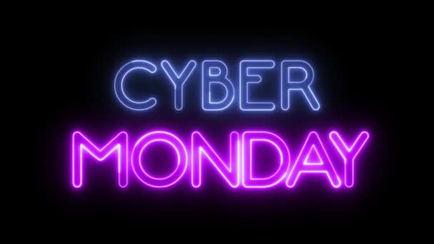 Animovaný Text Neonovým Efektem Smyčce Cyber Monday — Stock video