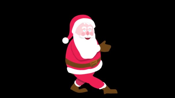 Animacja Kreskówek Santa Claus Spacery Taniec Radośnie Czarnym Tle — Wideo stockowe