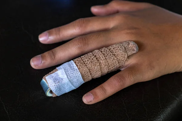 Aluminium Finger Splint on a Woman Ring Finger, Treatment Of Finger Injuries.