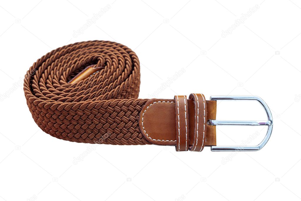 Woven Genuine Leather Belt on a iSolated White Background.