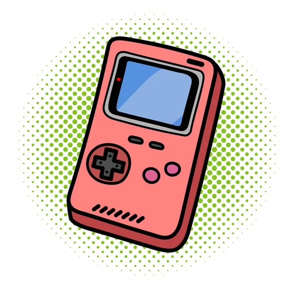 Retro Portable Handheld Game Device Isolated White Background Cartoon Style — ストックベクタ