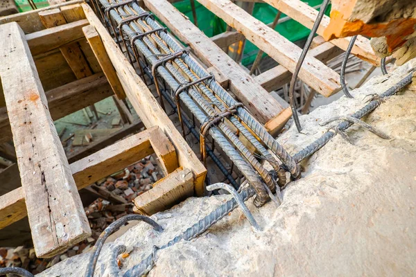 Reinforced Concrete Beam Construction in the New Building Construction Work Site.