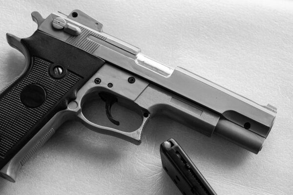 BB Gun, Old Airsoft Pistol Toy and Magazine with BB Gun Bullets