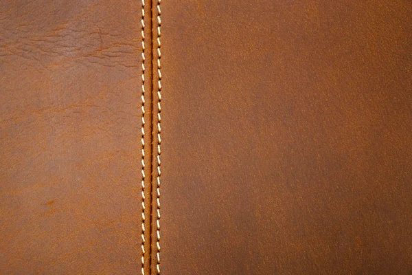 Real Tan Color Nubuck couro genuíno com costura linha textura Fotografia De Stock