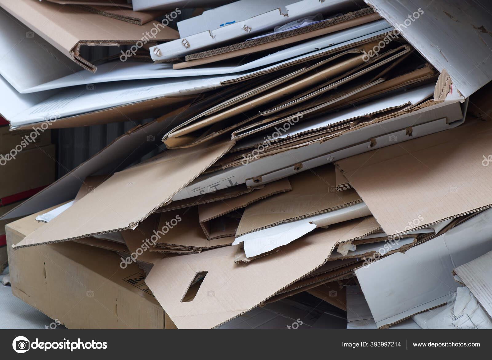 Recycle Corrugated Box Paper Floor Recycle Process Stock Photo by