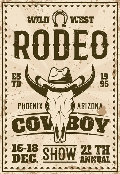 Cartel publicitario Rodeo show en estilo retro — Vector de stock