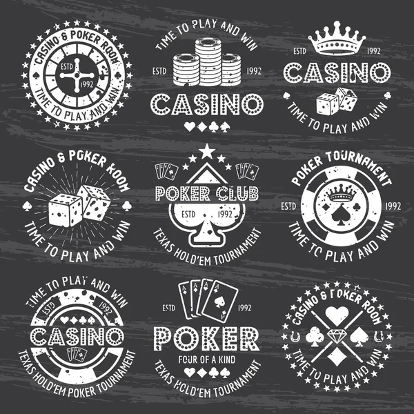 Poker i kasyno biały hazardu herby na ciemny — Wektor stockowy