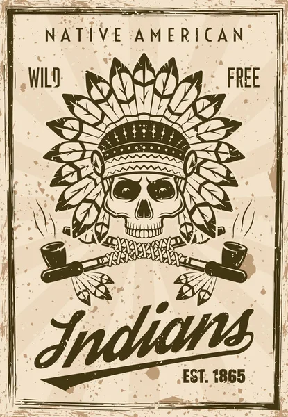 Векторный плакат американских индейцев в винтажном стиле — стоковый вектор