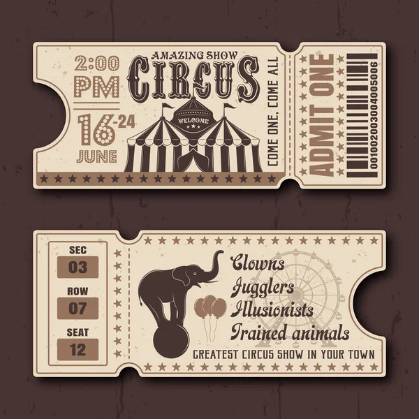 Circo mostrar entradas horizontales vector plantillas — Vector de stock