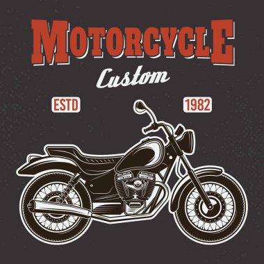 Motosiklet koyu arka plan üzerinde vektör t-shirt baskı