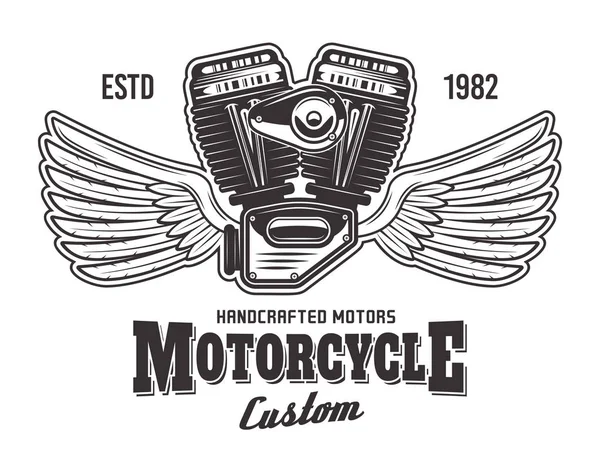 Motorcykel motor med vingar och exempeltext — Stock vektor