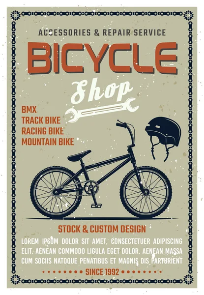 Cartel vector tienda de bicicletas en estilo retro — Vector de stock