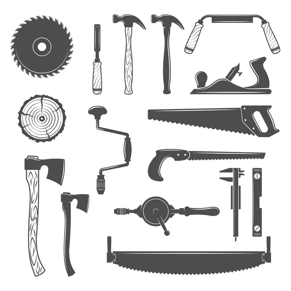 Menuiserie, menuiserie, scierie, outils bûcherons — Image vectorielle