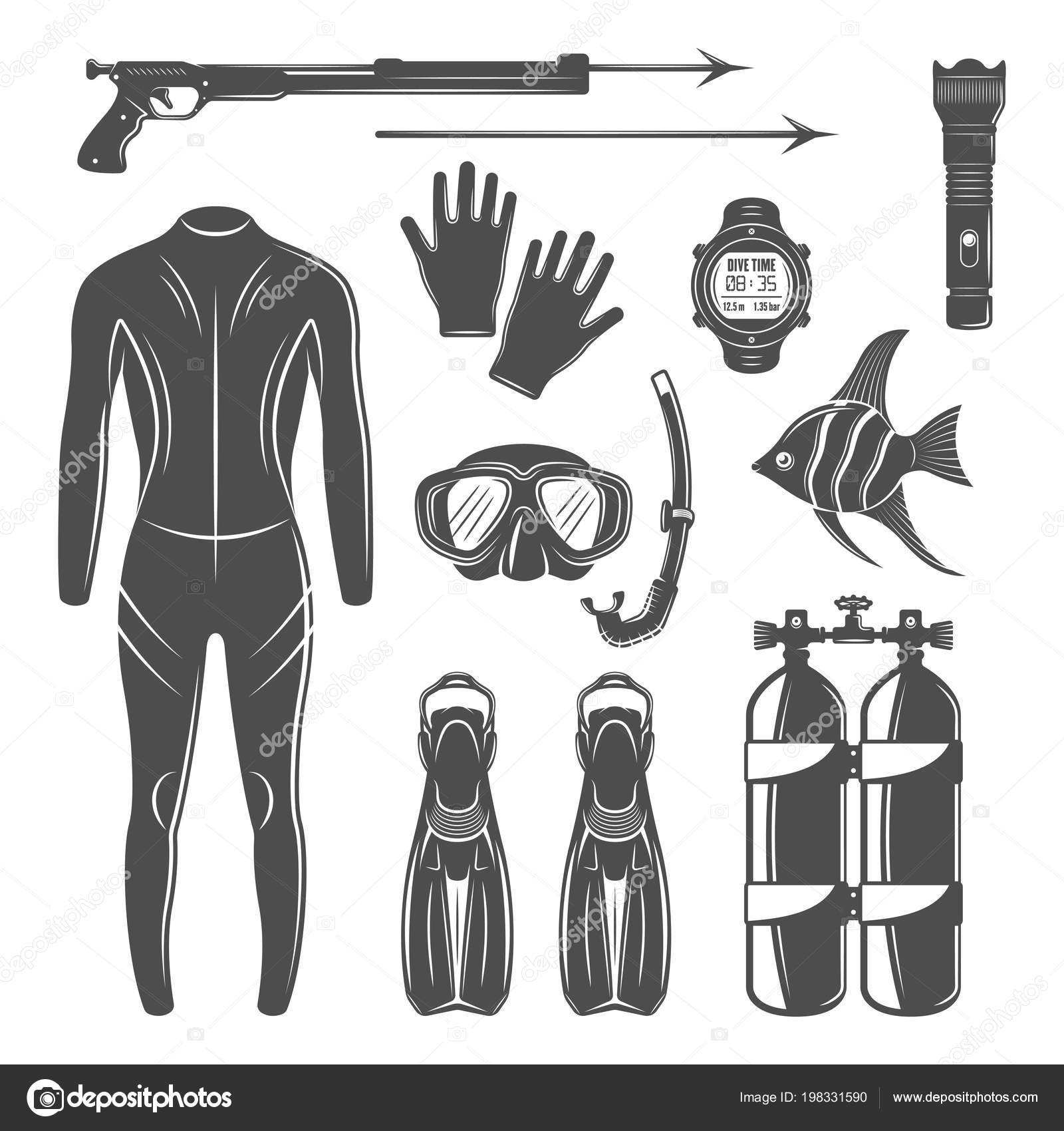 Scuba diving equipment vector design elements Stock Vector Image by ©Flat_Enot 198331590