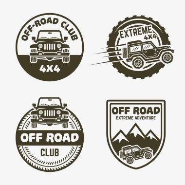 Off-Road suv araba vintage etiketleri, Amblemler, rozetleri