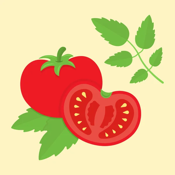 Illustration vectorielle de dessin animé tomate dans un style plat — Image vectorielle