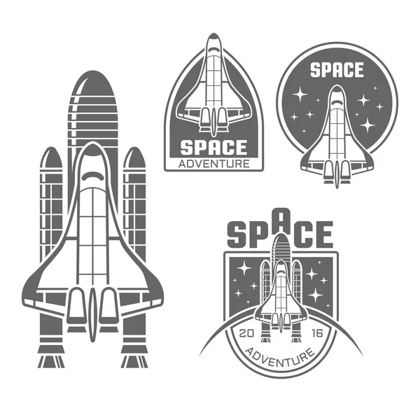 Space-Shuttle-Designelemente und Abzeichen — Stockvektor