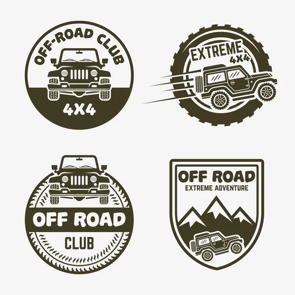 Off-Road suv araba vintage etiketleri, Amblemler, rozetleri