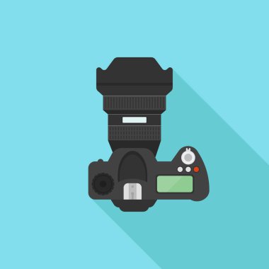 DSLR fotoğraf kamera düz stil vektör çizim