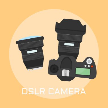 DSLR fotoğraf kamera üstten görünüm vektör çizim