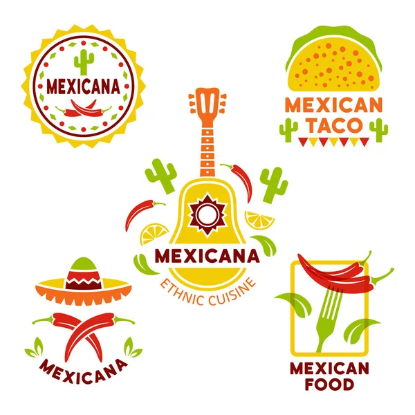 Mexican food vector colored logos templates — Stock Vector