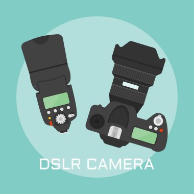 Profesyonel dslr fotoğraf kamera vektör çizim
