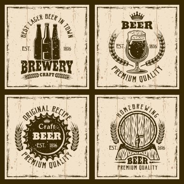 Bira vektör vintage amblem, etiketleri, parmak izi