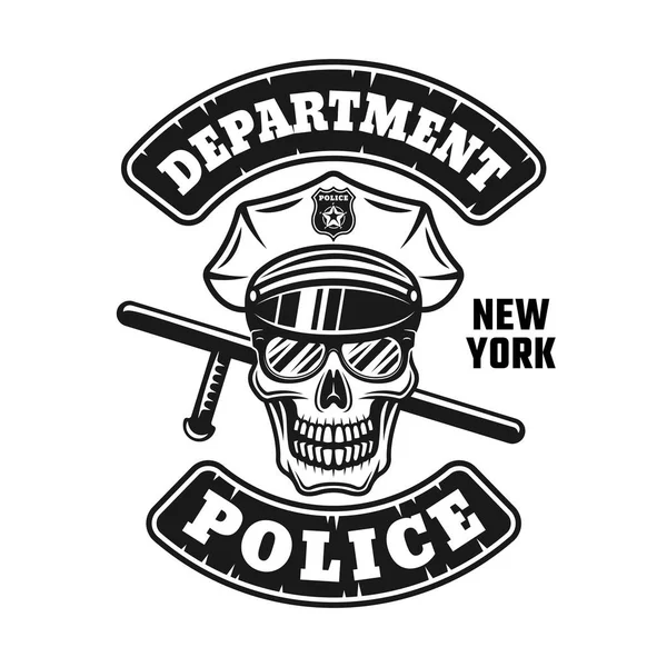 Şapka ve güneş gözlüğü amblemi kafatasında polis