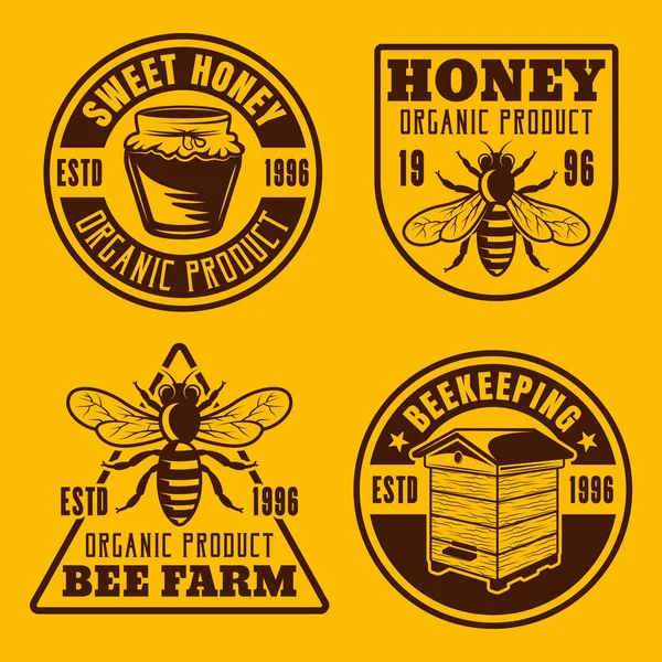 Arıcılık ve bal dört vektör Amblemler