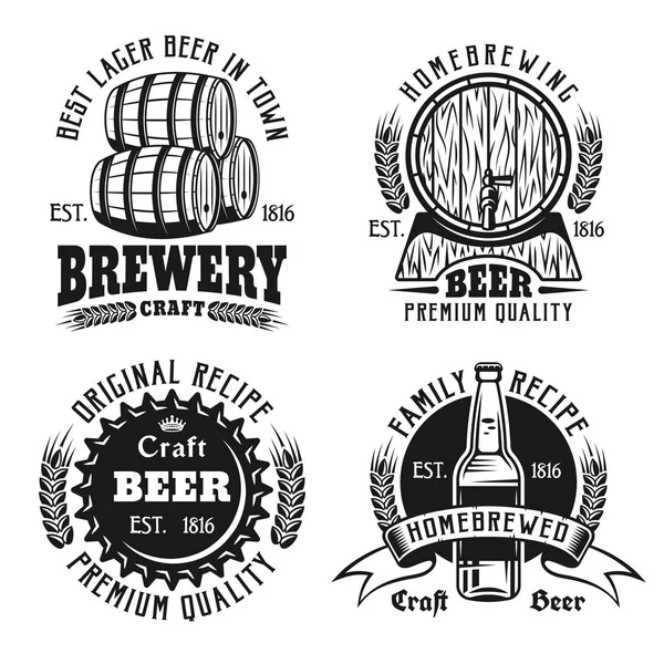 Cerveja e cervejaria emblemas vintage, rótulos, emblemas — Vetor de Stock