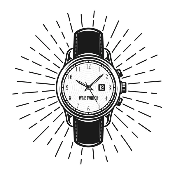 Zegarek z promieni wektor ilustracja monochromatyczne — Wektor stockowy